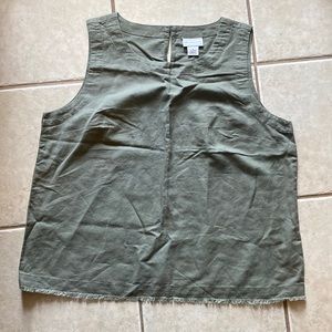 NWOT Liz Claiborne Olive Green Linen Top
